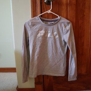 Girls' FILA Gray & Silver Long Sleeve Tee